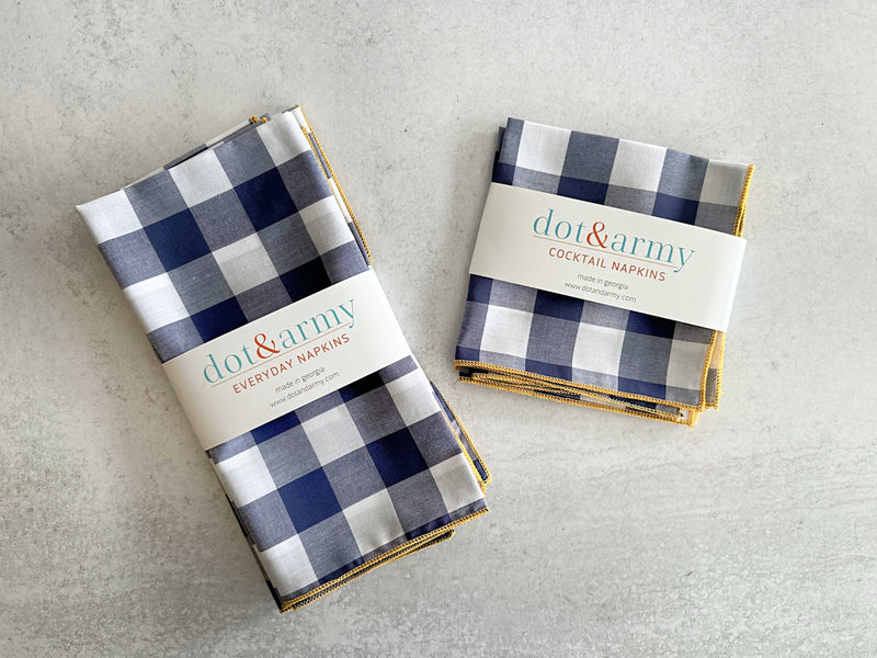 Gingham Check Cloth Napkins | Set of Four-zoom-