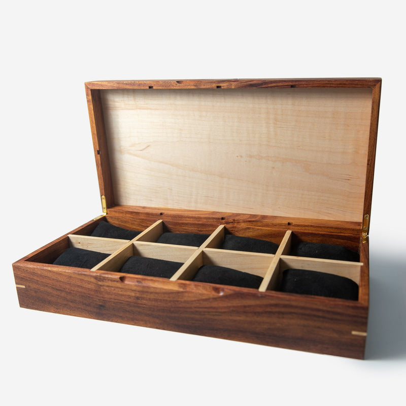 Watch Box |  Desert Mesquite and Curly Maple |  8 Watch Compartments-zoom-