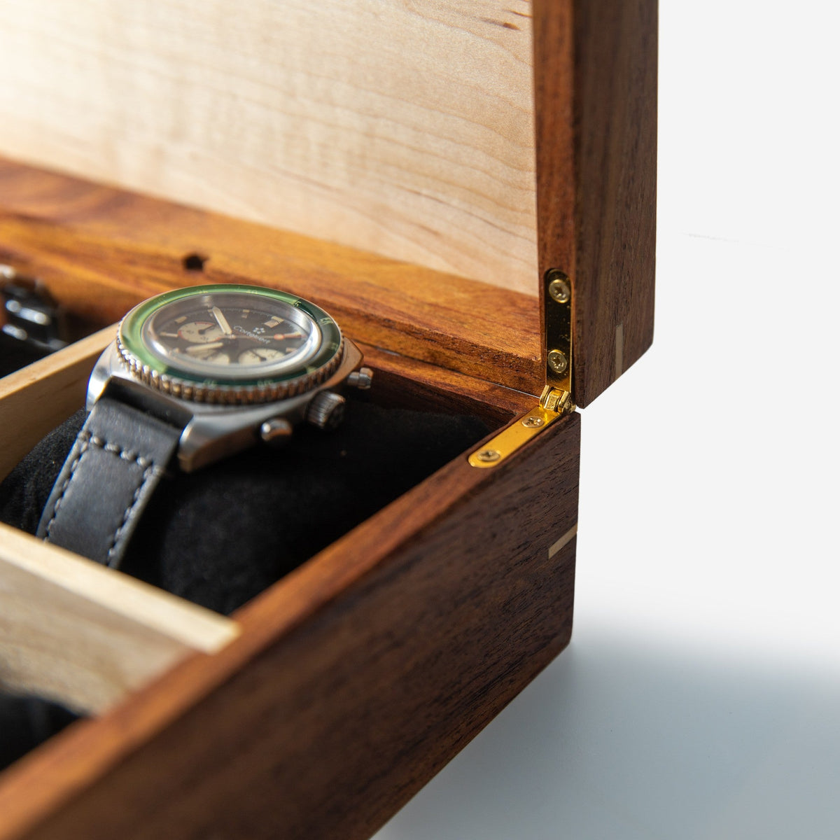 Watch Box |  Desert Mesquite and Curly Maple |  8 Watch Compartments-zoom-17