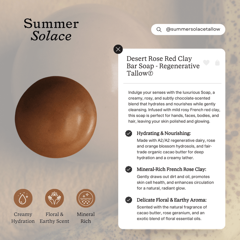 Desert Rose Red Clay Sphere Tallow Soap-zoom-