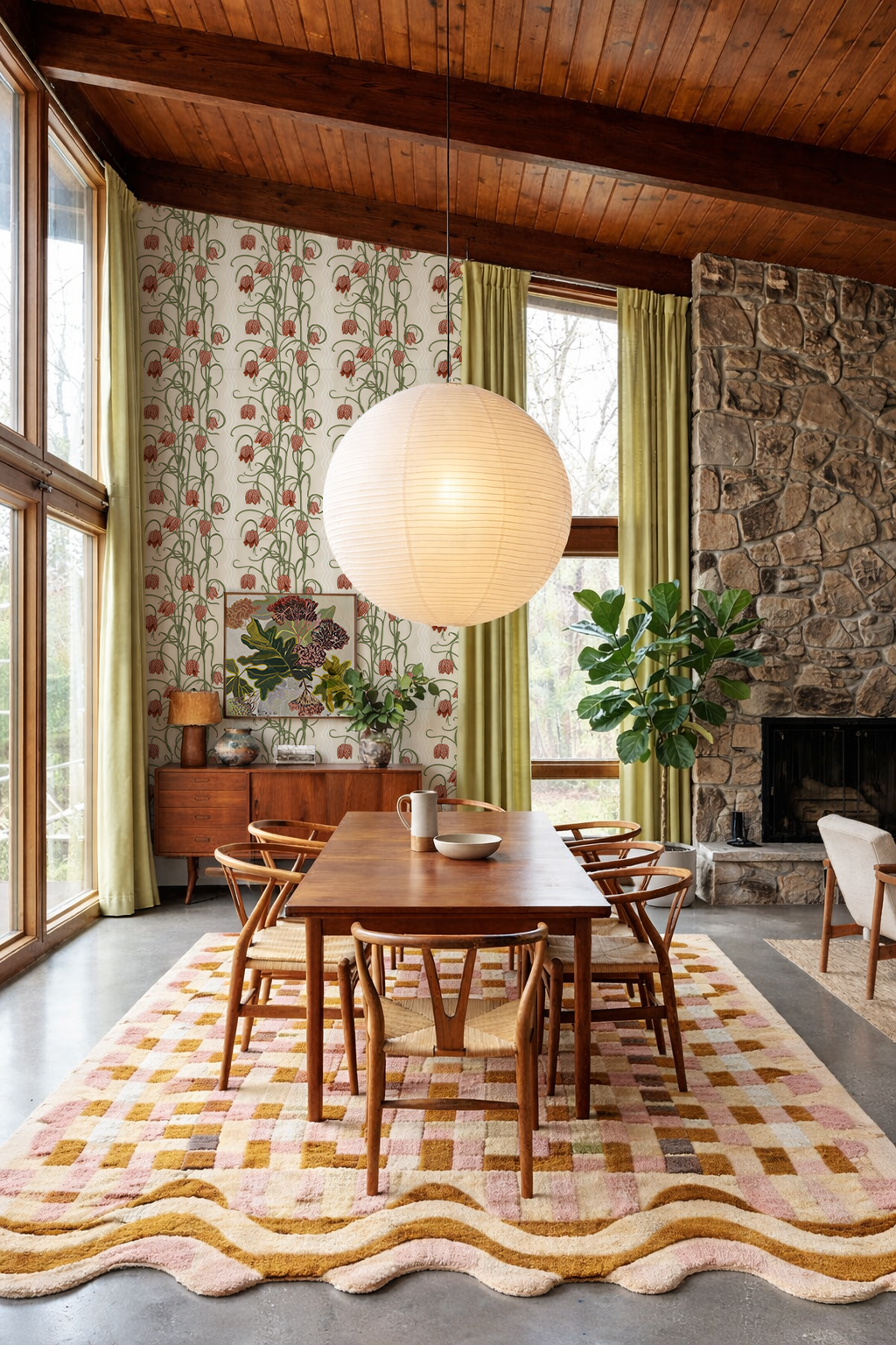 Campanas Wallpaper, neutral and burnt orange-3
