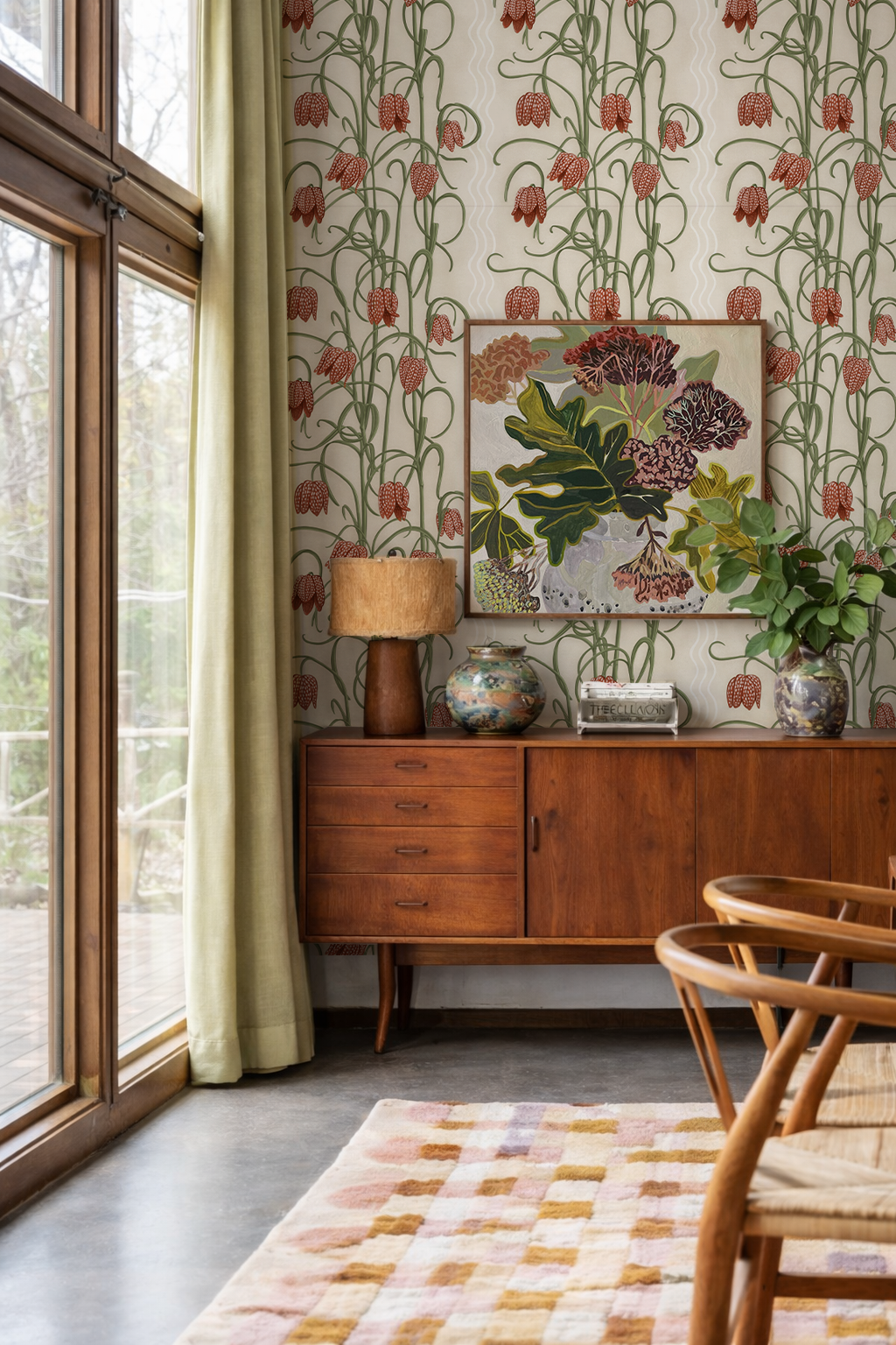 Campanas Wallpaper, neutral and burnt orange-1