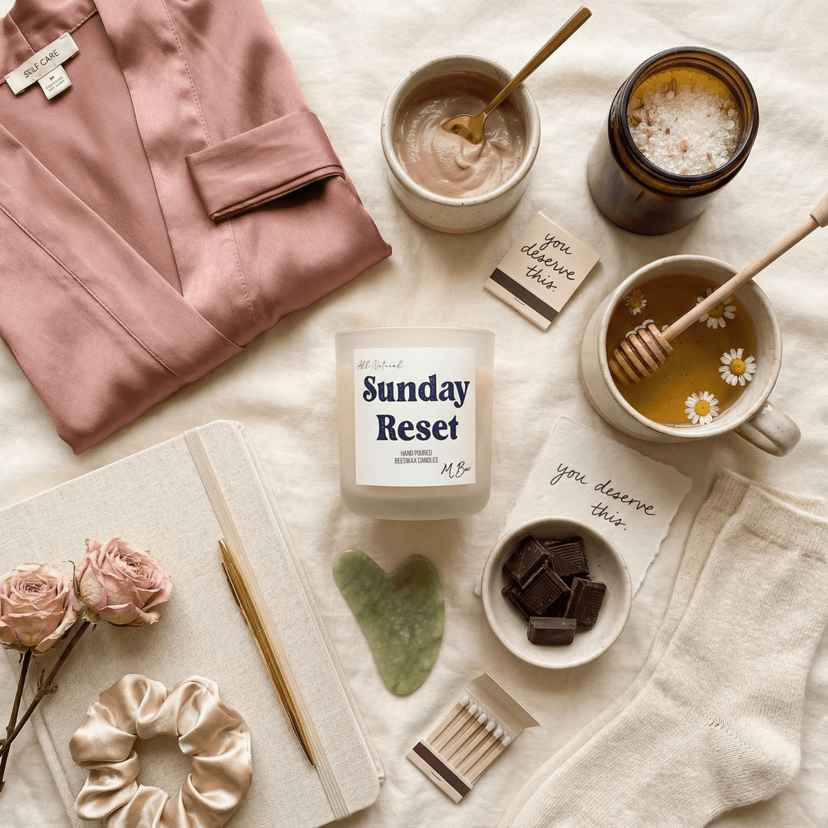 Sunday Reset Beeswax Candle - Aware House - MBur Candle Co. -