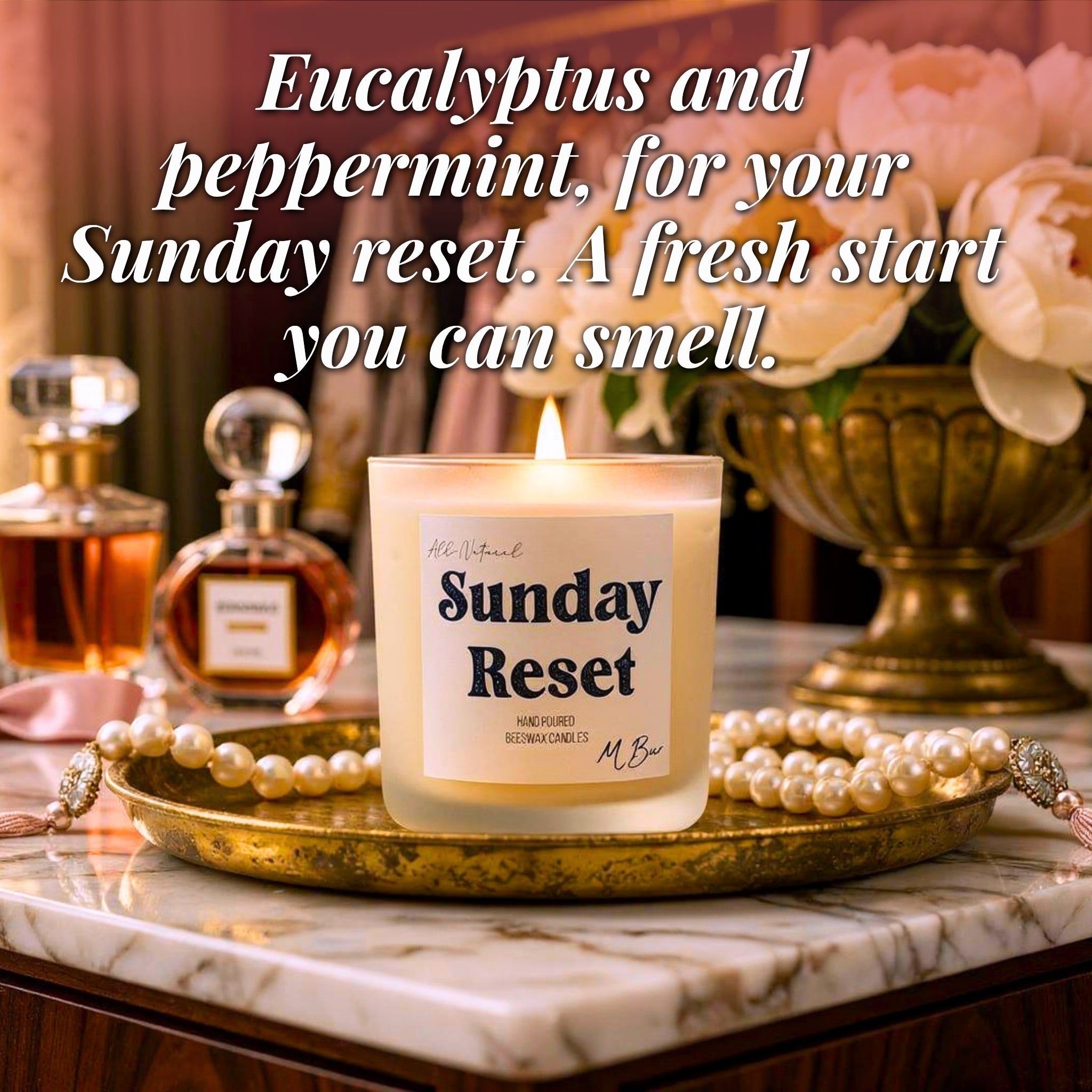 Sunday Reset Beeswax Candle - Aware House - MBur Candle Co. -