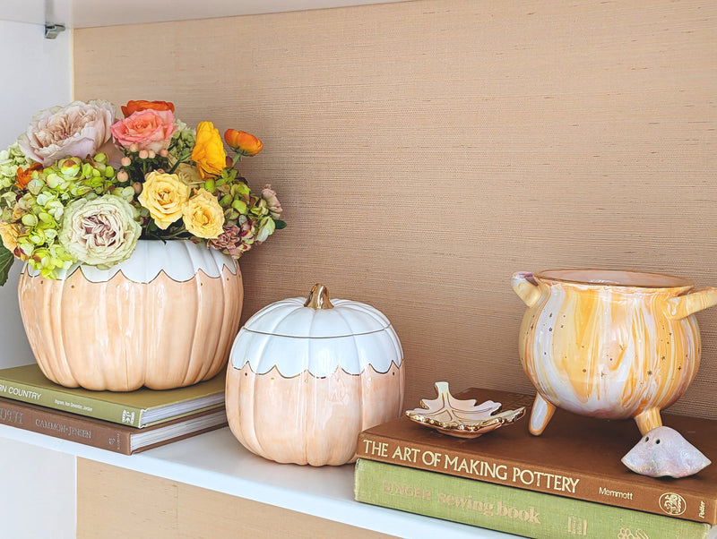 Watercolor Leaf Trays with 22K Gold Accents-zoom-