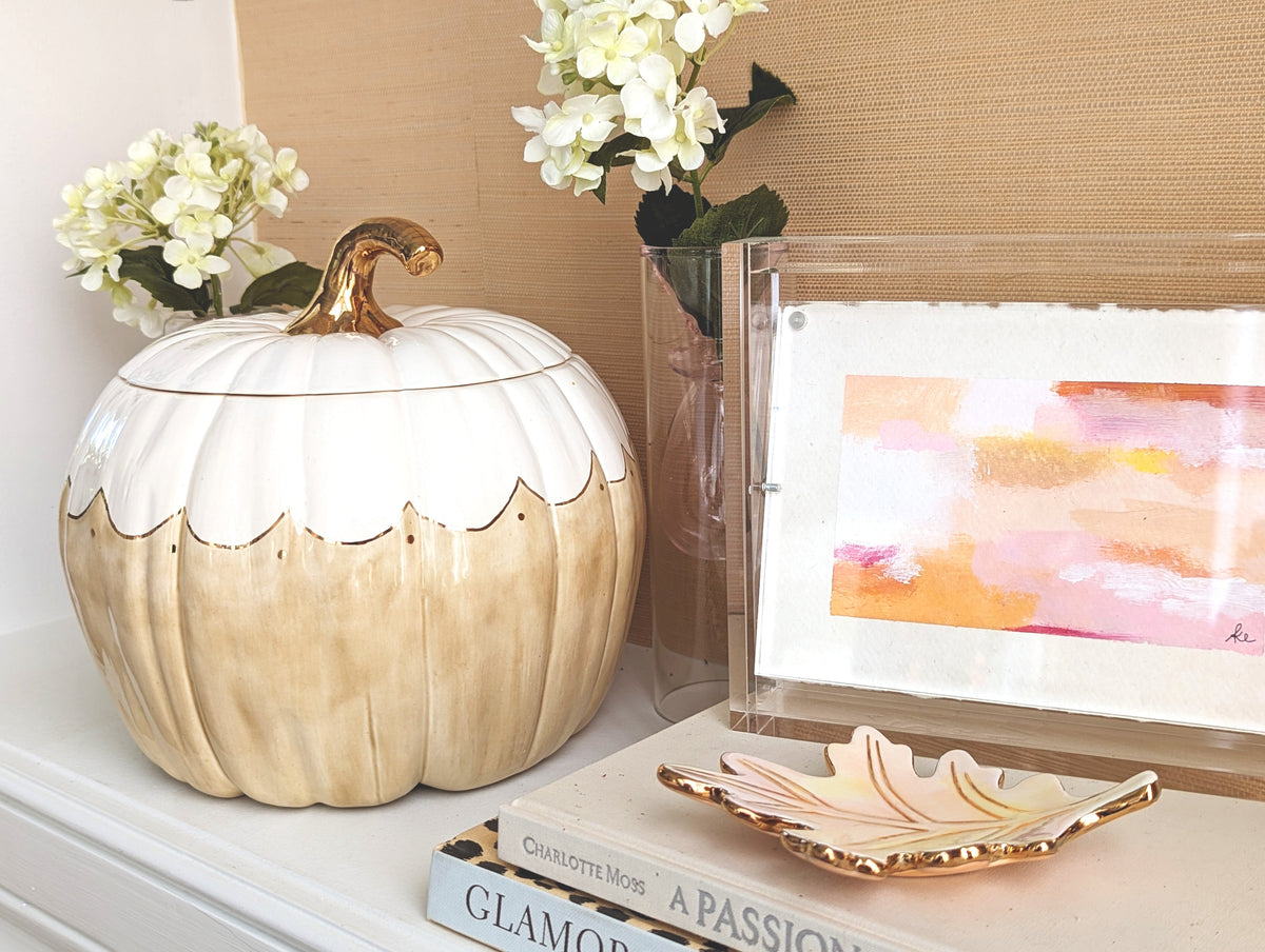 Watercolor Leaf Trays with 22K Gold Accents-4