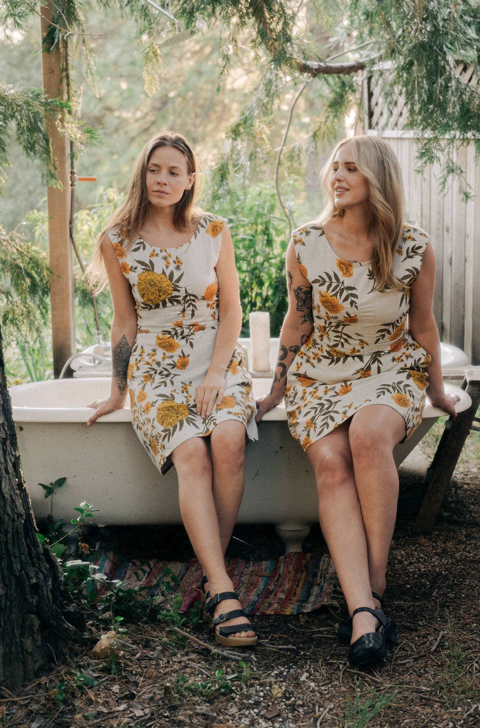 Archie Dress in Oat Marigold Linen - Aware House