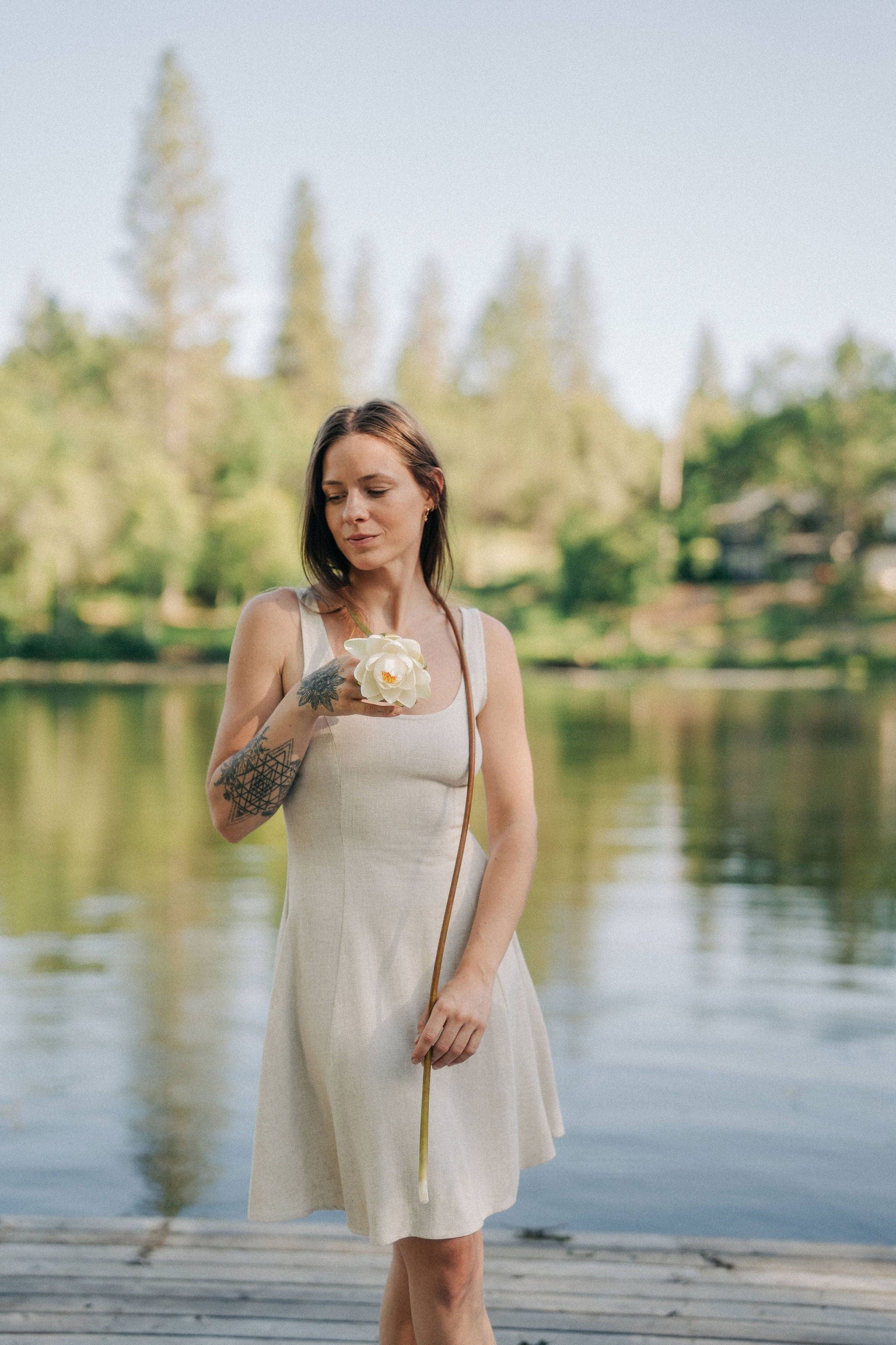 Delana Dress in Oat Linen-6