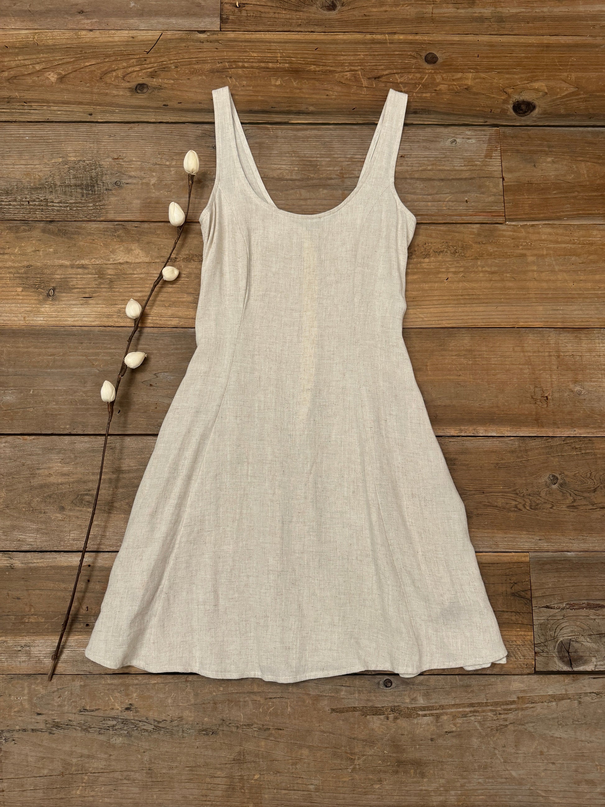 Delana Dress in Oat Linen-2