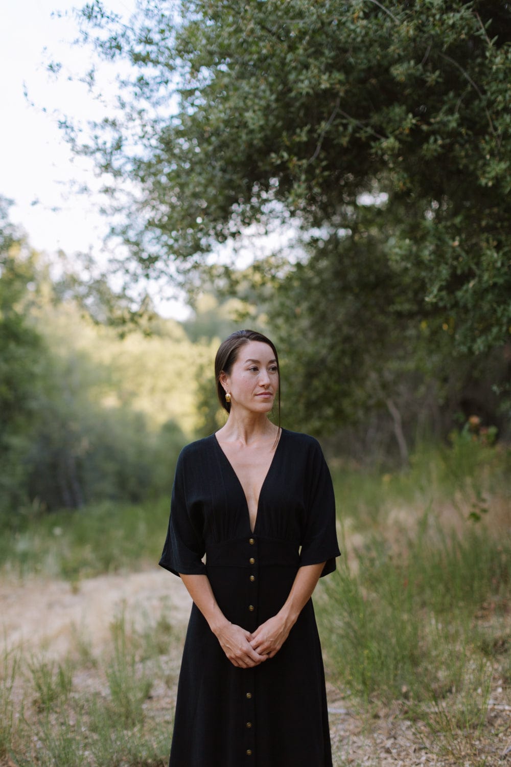 Finley Dress in Black Linen-1