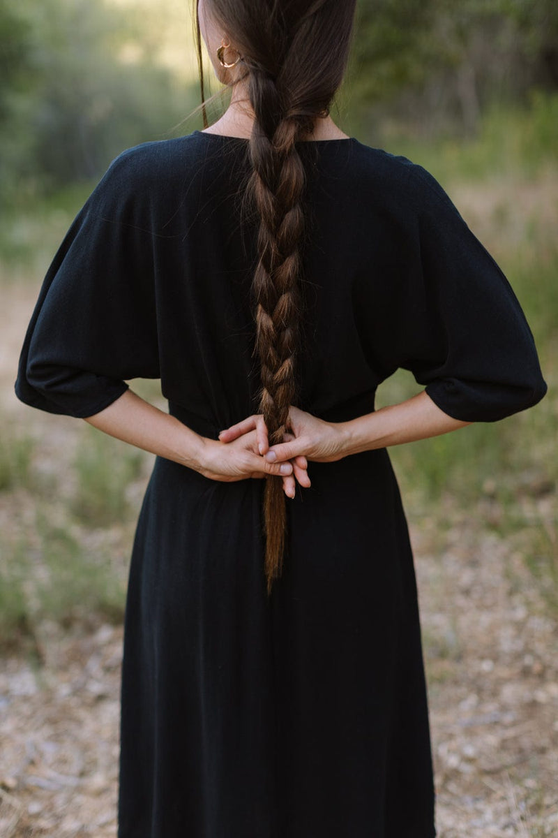 Finley Dress in Black Linen-zoom-