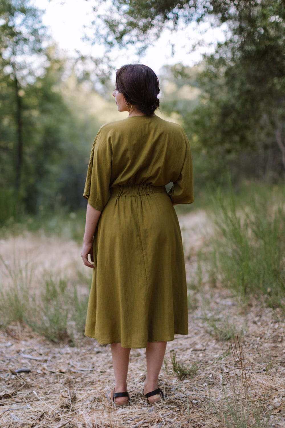Finley Dress in Pea Soup - Aware House - Field Day - 