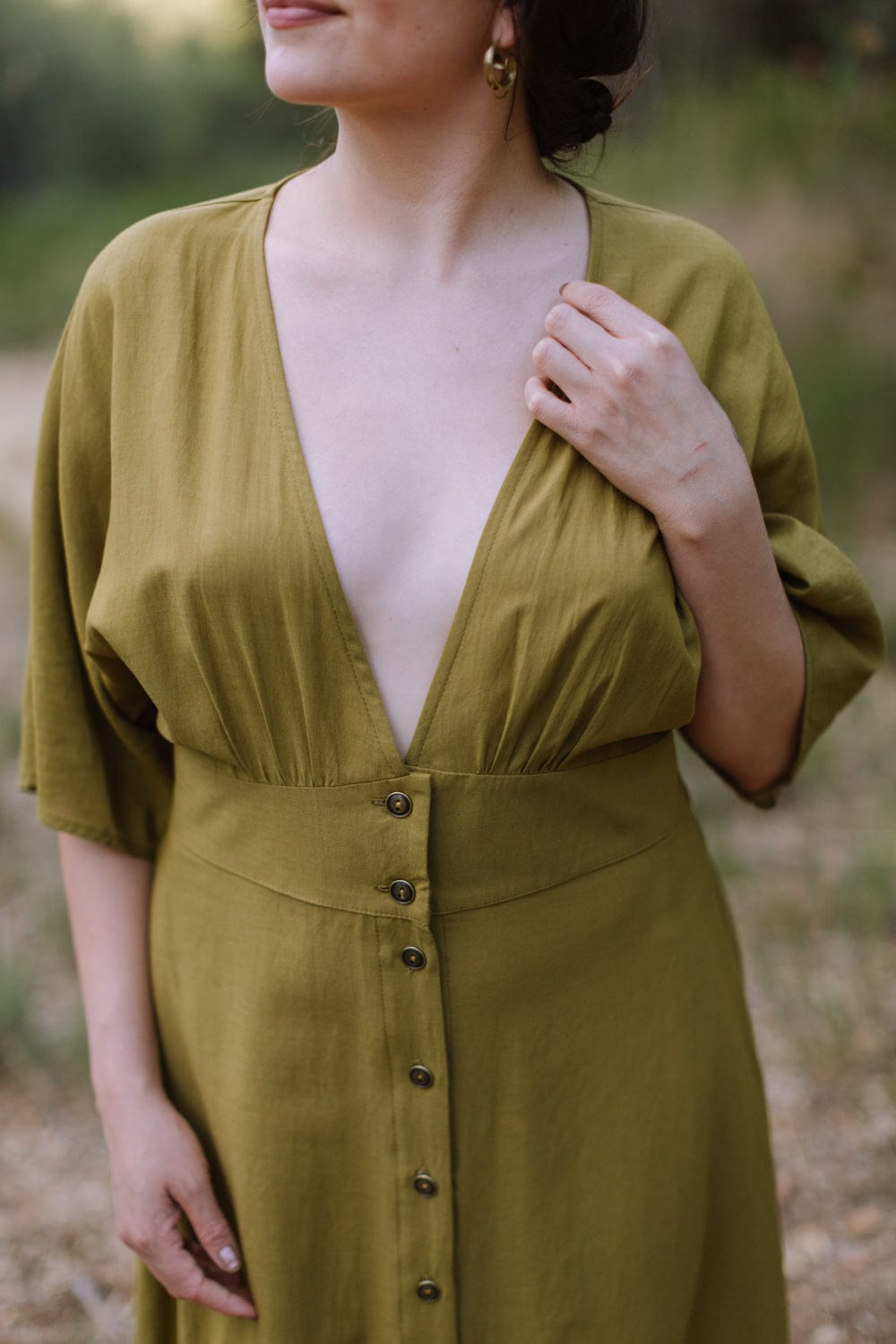 Finley Dress in Pea Soup - Aware House - Field Day - 