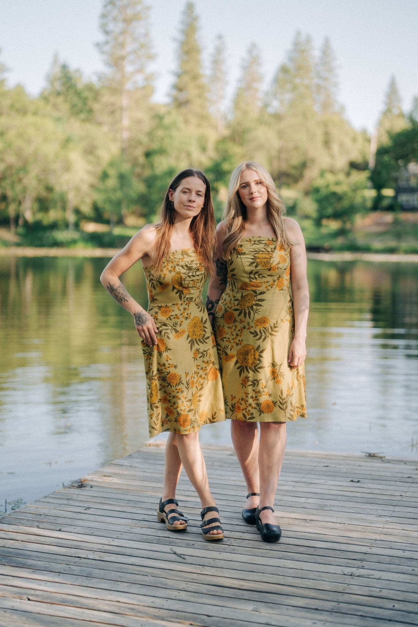 Uriah Dress in Mustard Marigold Linen - Aware House