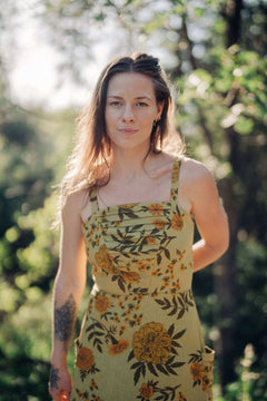 Uriah Dress in Mustard Marigold Linen - Aware House