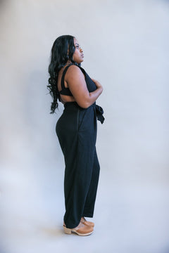 Liberty Jumpsuit in Black Linen - Aware House