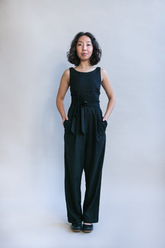 Liberty Jumpsuit in Black Linen - Aware House