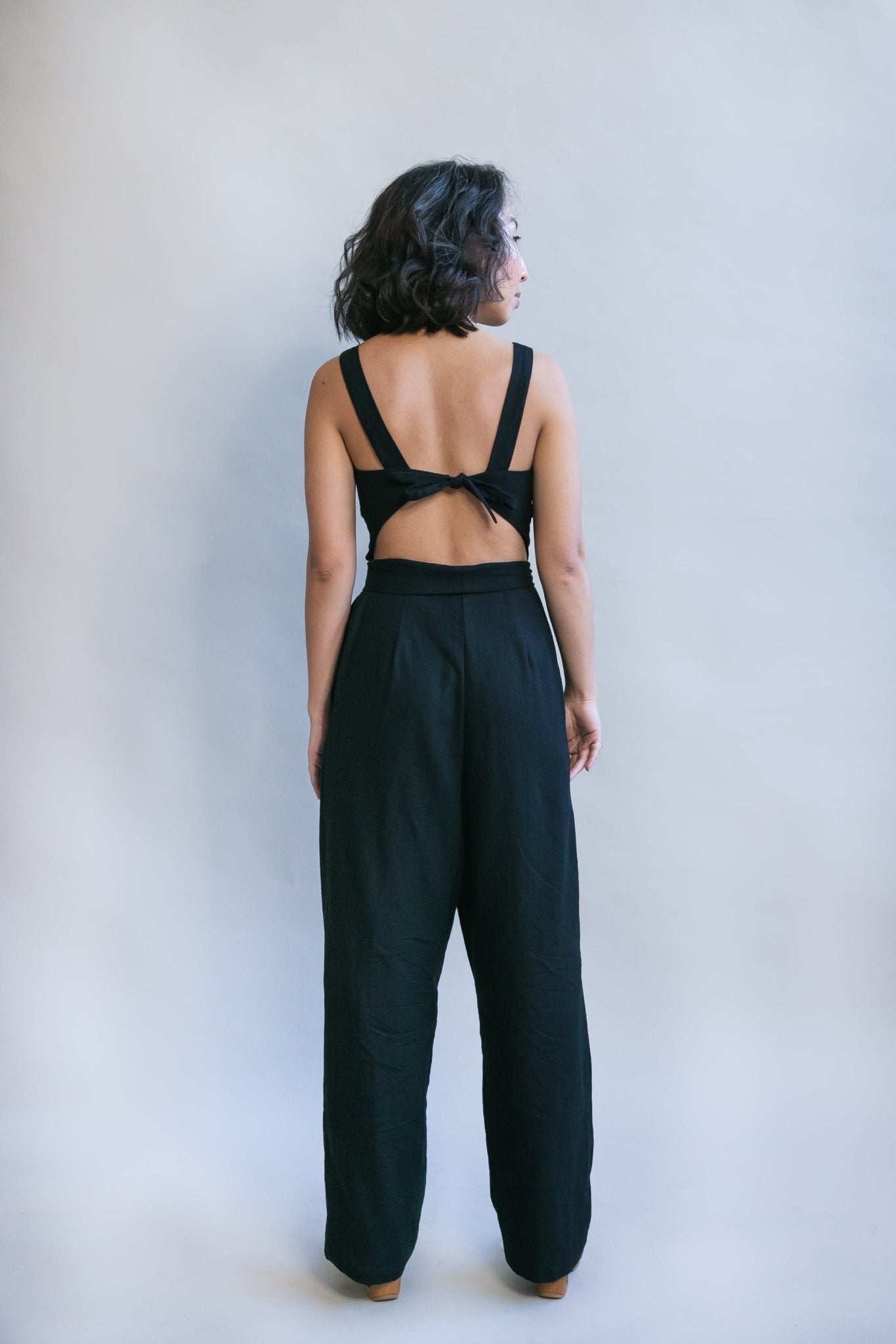 Liberty Jumpsuit in Black Linen - Aware House