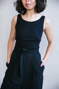 Liberty Jumpsuit in Black Linen - Aware House