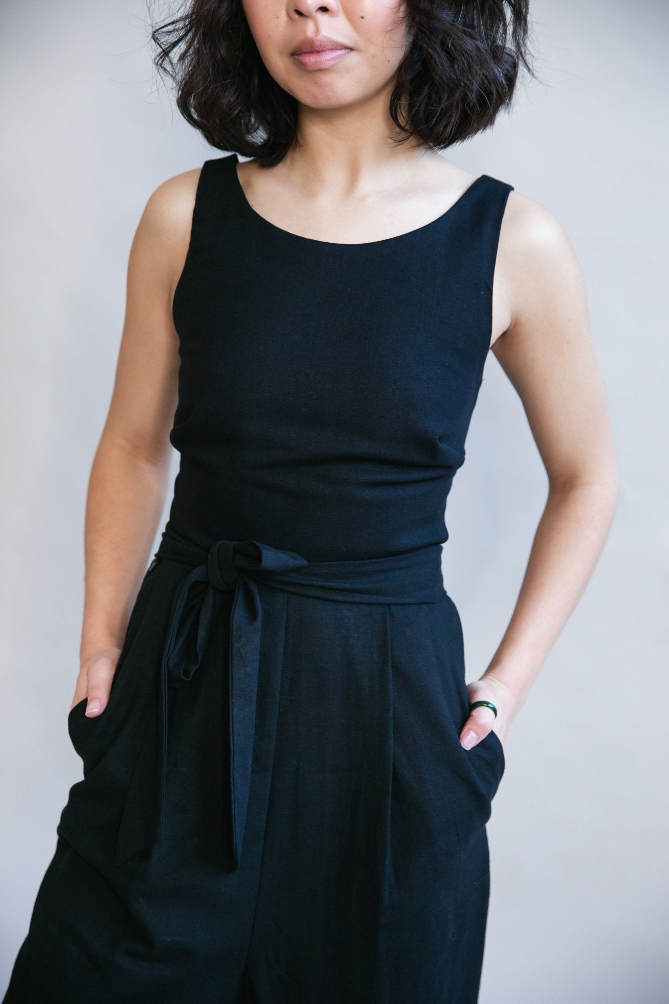 Liberty Jumpsuit in Black Linen - Aware House