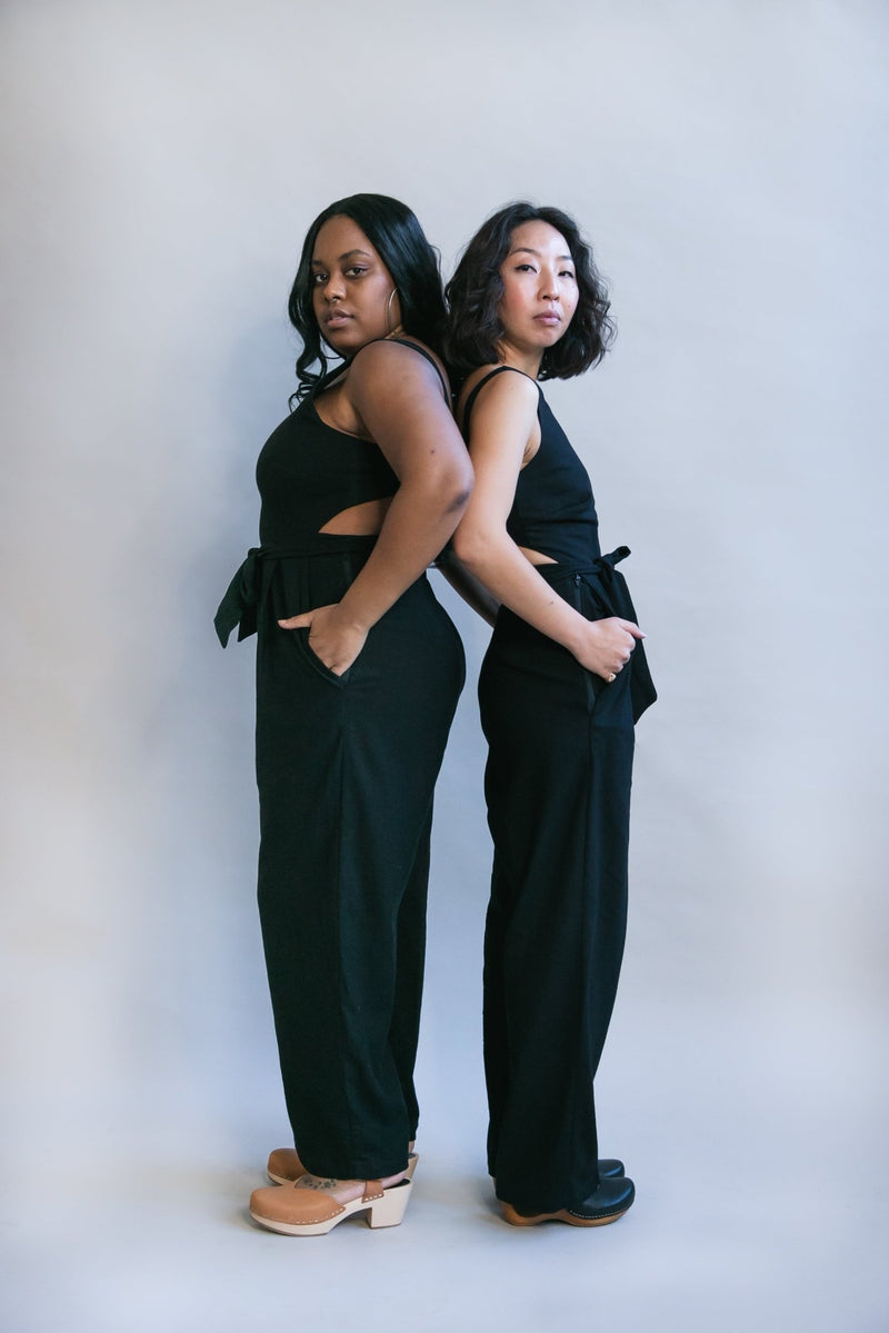 Liberty Jumpsuit in Black Linen-zoom-