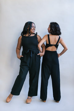 Liberty Jumpsuit in Black Linen - Aware House
