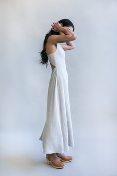 Meadow Dress in Oat Straw Linen - Aware House