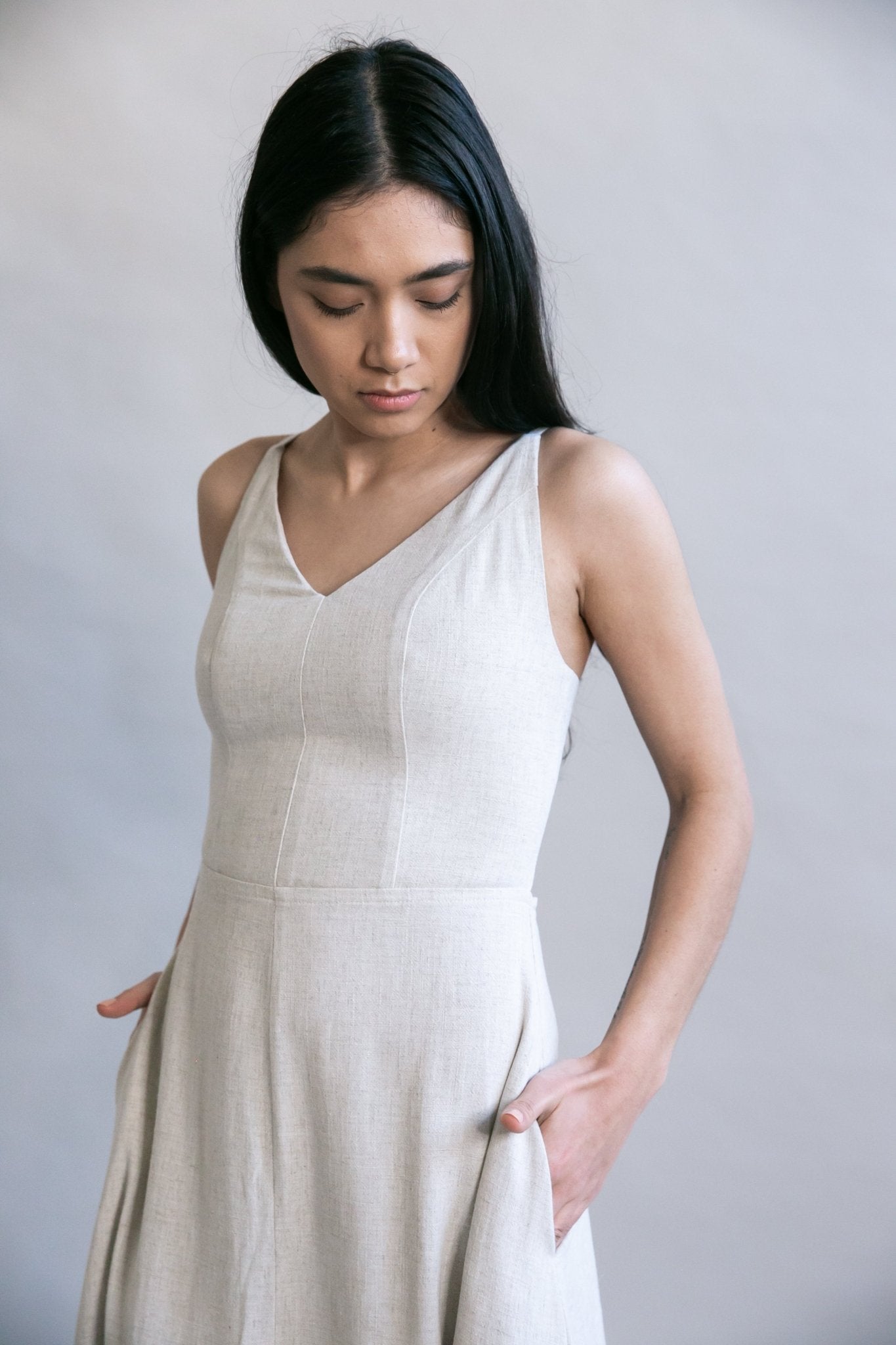 Meadow Dress in Oat Straw Linen - Aware House - Field Day - 