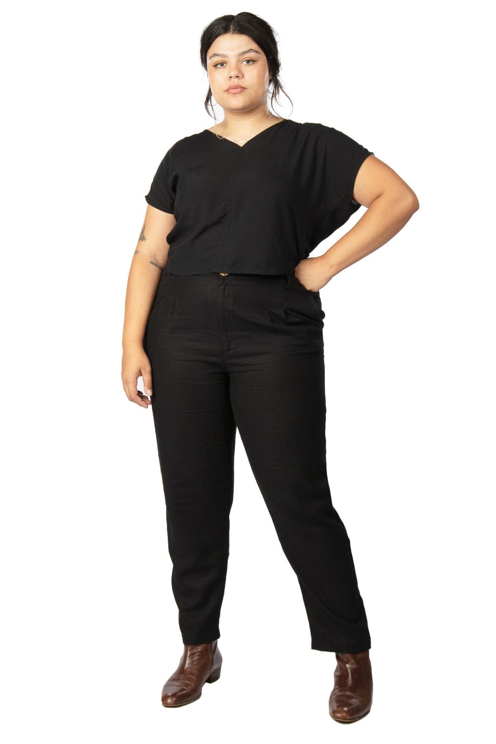 Dolman Top in Black Challis-3