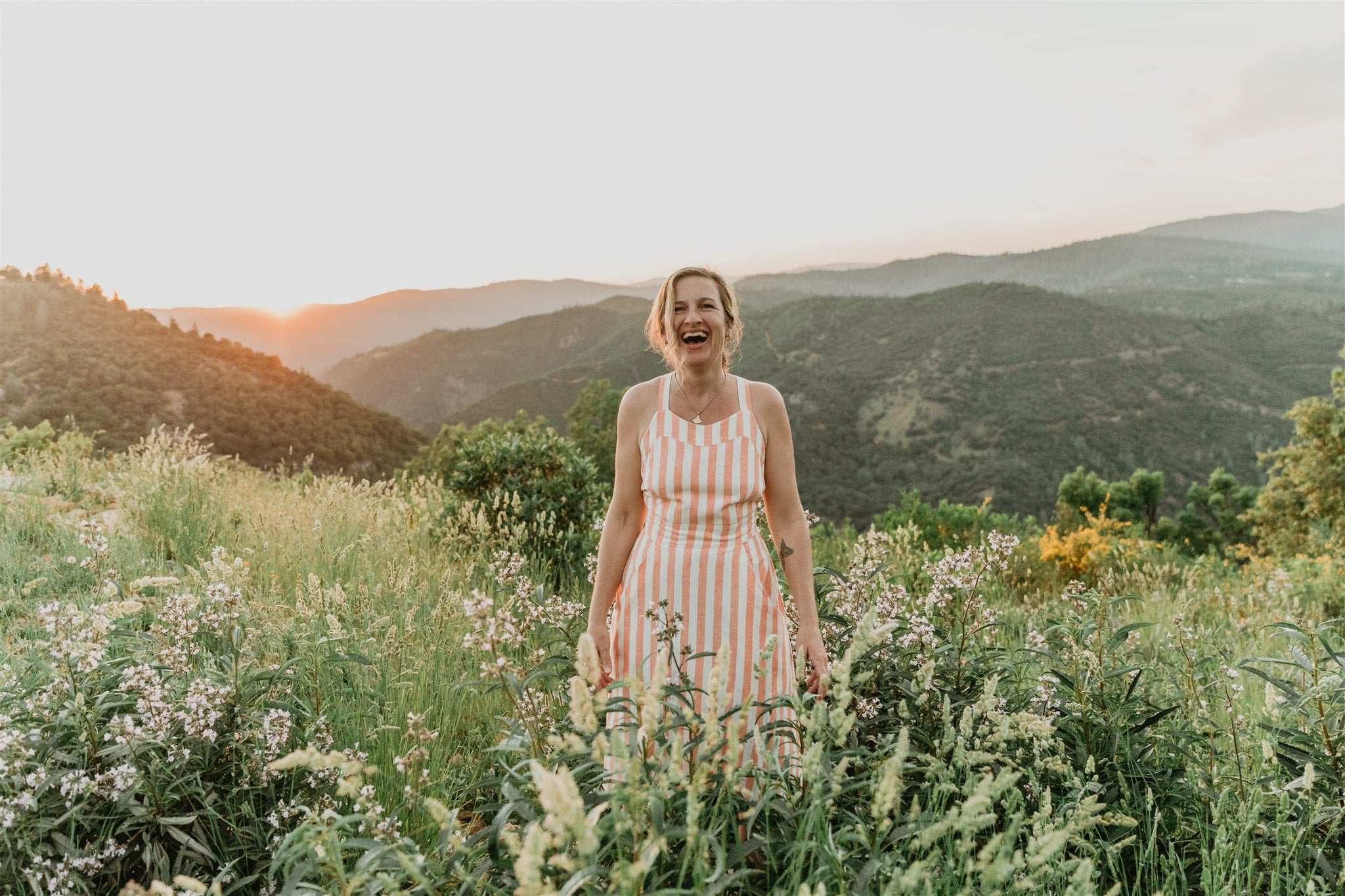 Juniper Dress in Pink Stripe - Aware House - Field Day - 