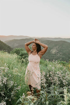 Juniper Dress in Pink Stripe - Aware House - Field Day - 