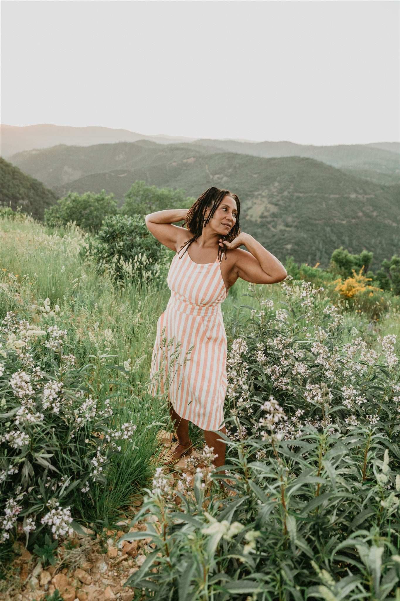 Juniper Dress in Pink Stripe - Aware House - Field Day - 