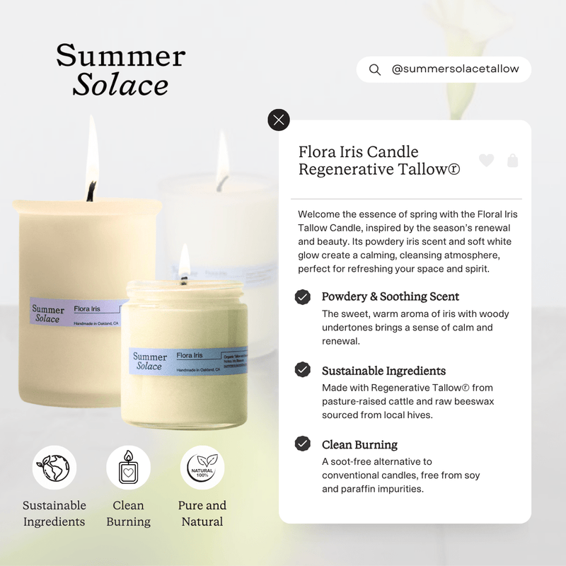 Flora Iris Tallow Candle with Orris & Palo Santo-zoom-