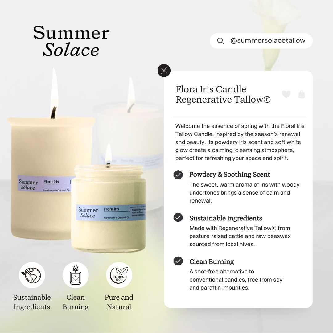 Flora Iris Tallow Candle with Orris & Palo Santo-zoom-8