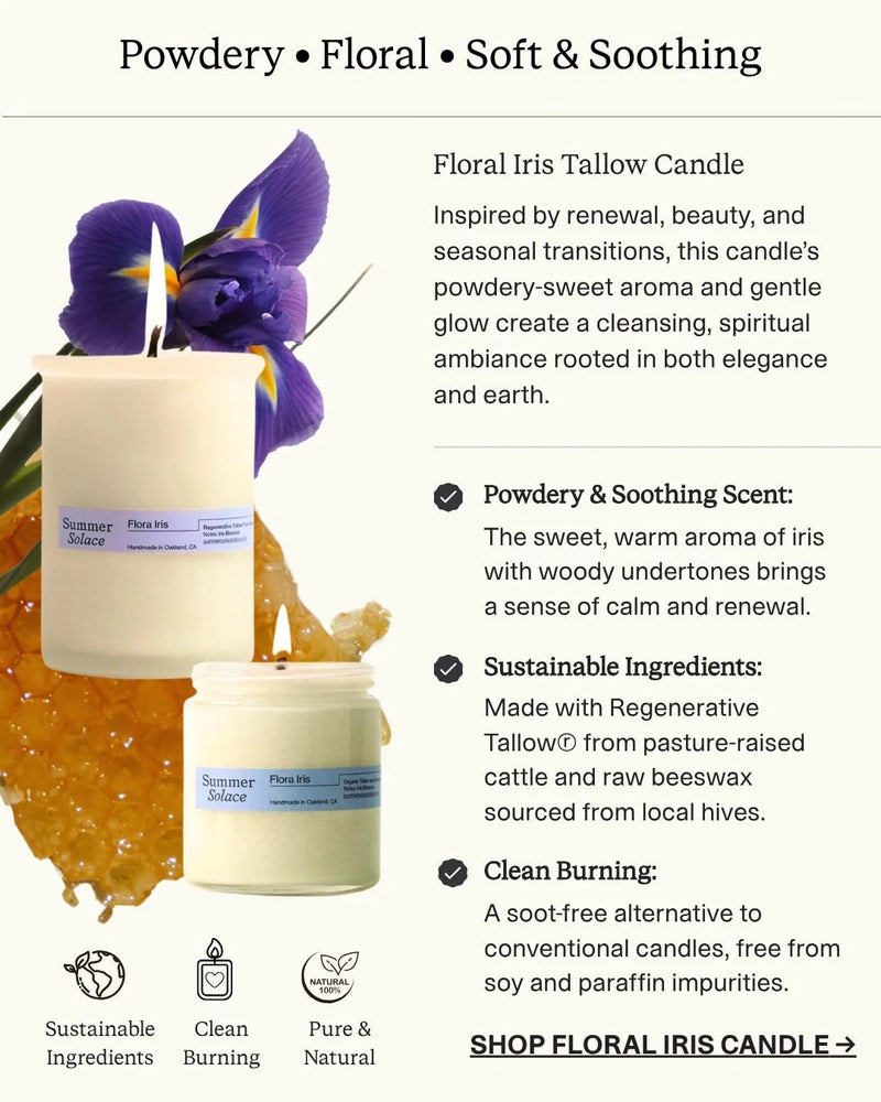 Flora Iris Tallow Candle with Orris & Palo Santo-zoom-