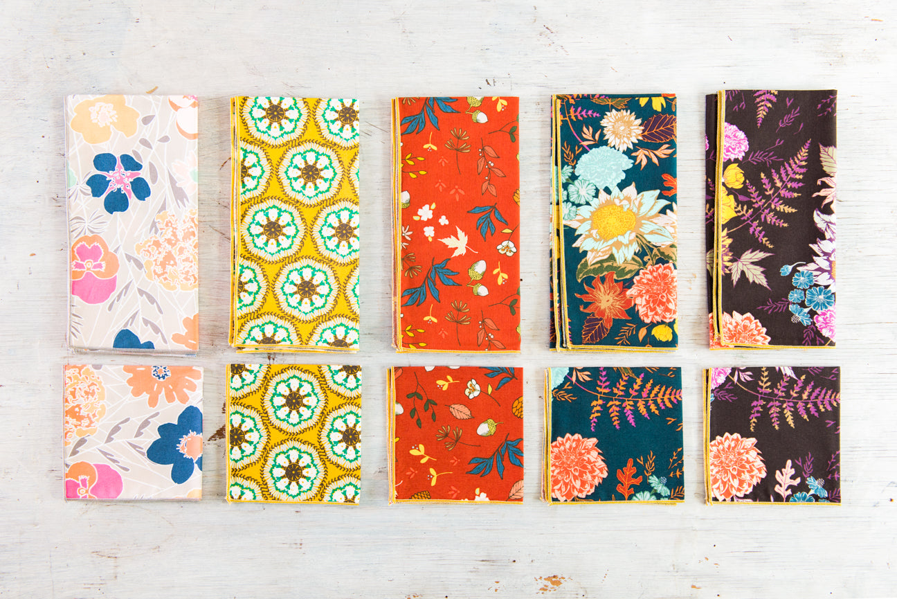 Winter Blue Floral Cloth Napkins | Set of Four-zoom-5