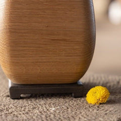 White Oak Wooden Vase with Bronze Base - Aware House