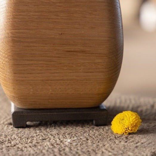 White Oak Wooden Vase with Bronze Base - Aware House