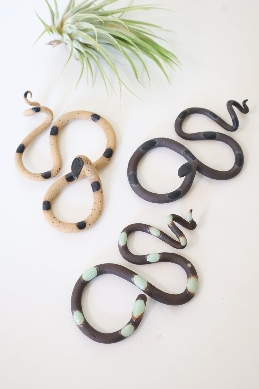 Three Small Ceramic Wall Snakes-3