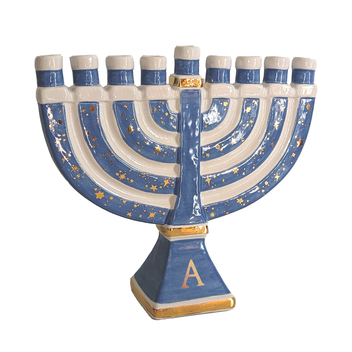 Shimmering Stars Menorah with 22K Gold Accents-10
