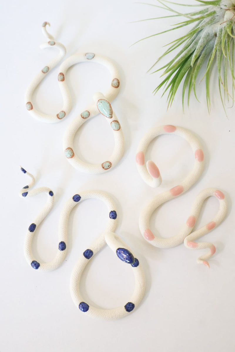 Three Small Ceramic Wall Snakes-zoom-