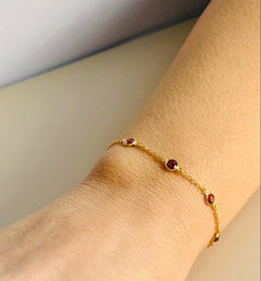 January Birthstone Garnet Bracelet | Sterling Silver & Gold Gemstone Jewelry - Aware House