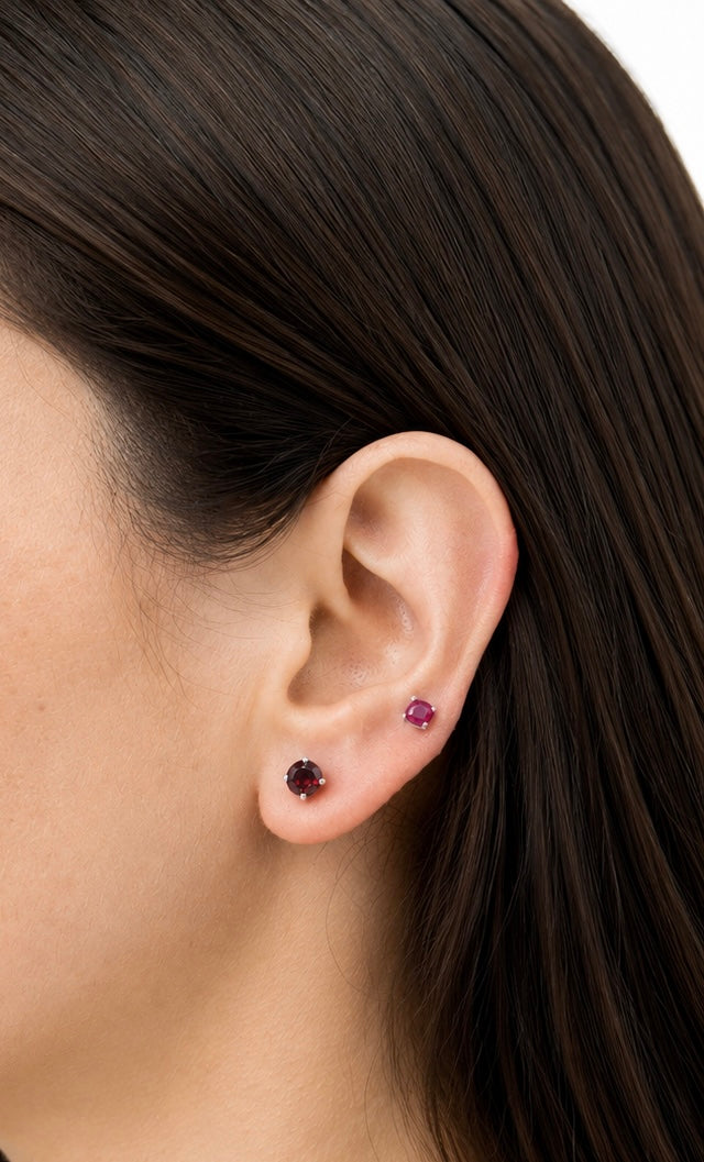 Oval Birthstone Stud Earrings-zoom-