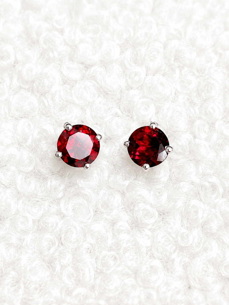 Oval Birthstone Stud Earrings-zoom-