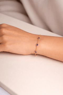 February Birthstone Amethyst Bracelet | Sterling Silver & Gold Gemstone Jewelry - Aware House