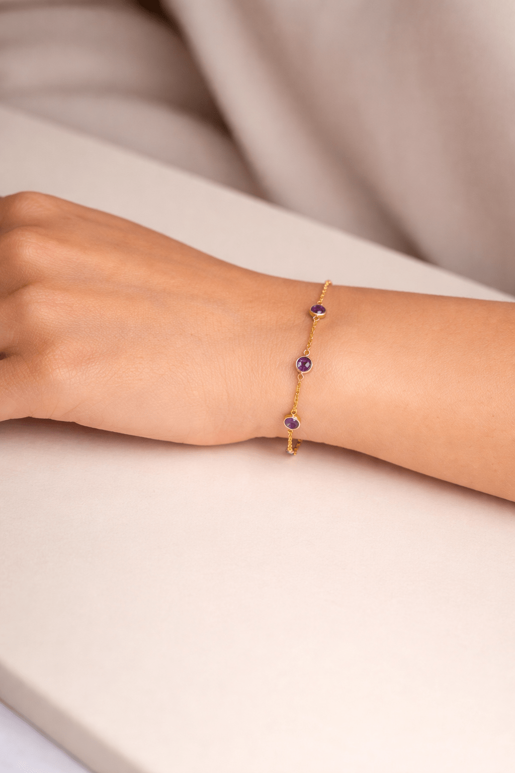 February Birthstone Amethyst Bracelet | Sterling Silver & Gold Gemstone Jewelry - Aware House