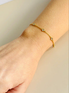 March Birthstone Aquamarine Bracelet | Sterling Silver & Gold Gemstone Jewelry - Aware House