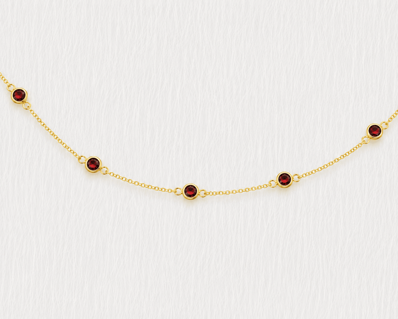 January Birthstone Garnet Bracelet | Sterling Silver & Gold Gemstone Jewelry-zoom-