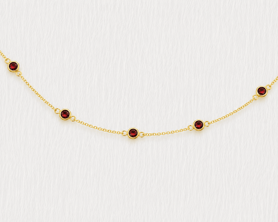 January Birthstone Garnet Bracelet | Sterling Silver & Gold Gemstone Jewelry - Aware House