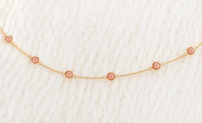October Birthstone Pink Opal Bracelet | Sterling Silver & Gold Gemstone Jewelry-zoom-